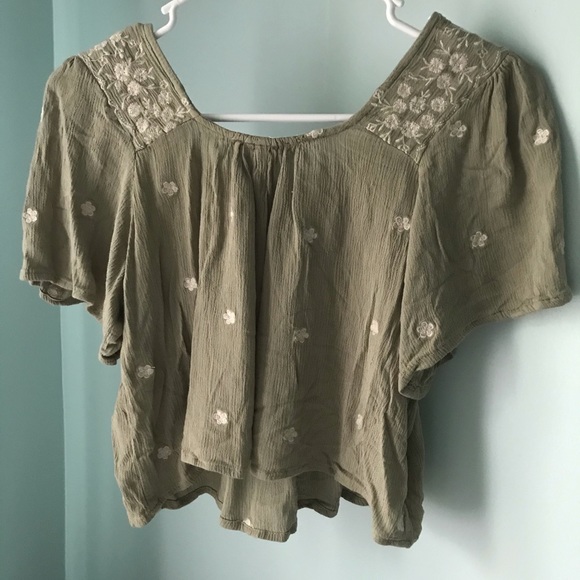 Flowy army green crop top - Picture 3 of 3